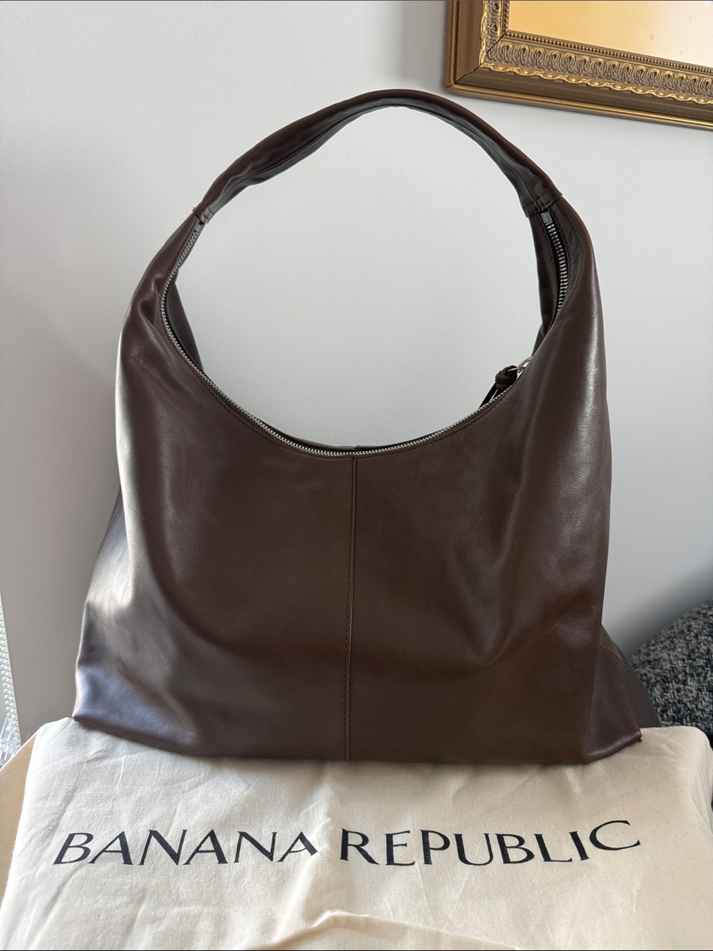 Banana Republic Dark Brown Leather Shoulder Hobo